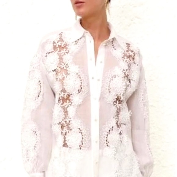 Zimmermann Halliday Lace Flower Shirt Small size 1 - Picture 11 of 16